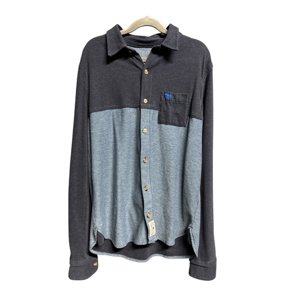 abercrombie kids Other - Abercrombie Kids Gray Two Tone Button Down Shirt Long Sleeve Moose Logo‎ 15/16